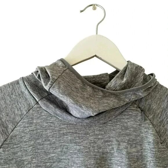 Nike Running Shirt Hooded Long Sleeve Zip Pocket Gray Stretch Top  SZXS #1965 - Picture 2 of 15